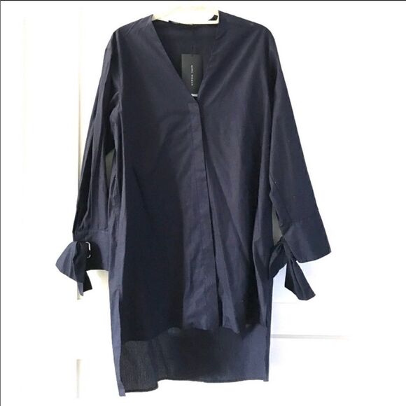 𝅺nwt Zara poplin dress bow detailed sleeves sz med - Picture 3 of 8